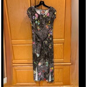 Johnny Was Zippy Multicolor Floral Front Tie Long Dress Size Medium